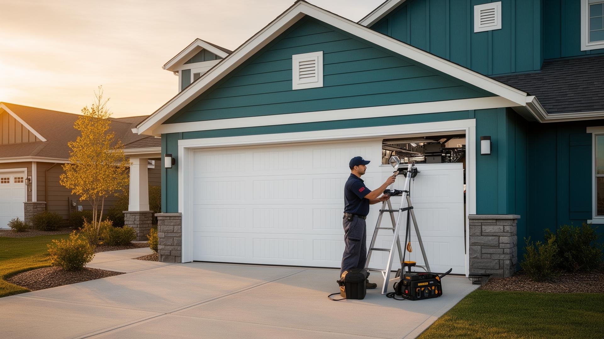 Professional garage door service in Hawthorne, CA - expert technician repairing residential garage door